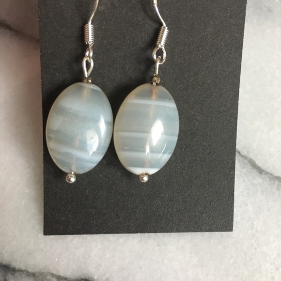 Sterling Silver Agate stone earrings - Picture 5 of 10